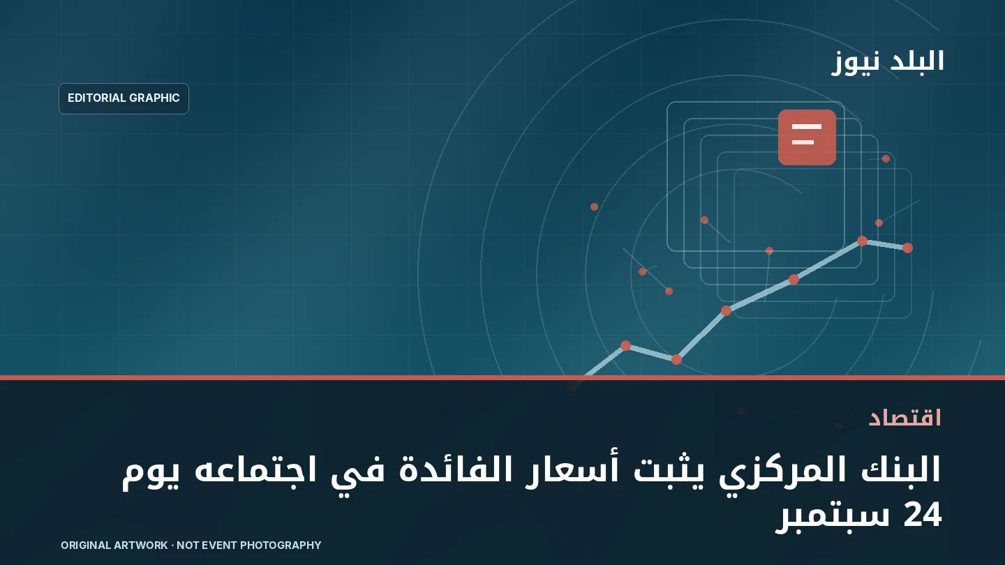 تصميم تحريري توضيحي مرتبط بموضوع: البنك المركزي يثبت أسعار الفائدة في اجتماعه يوم 24 سبتمبر