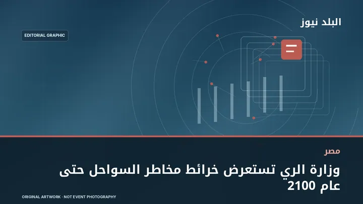 تصميم تحريري توضيحي مرتبط بموضوع: وزارة الري تستعرض خرائط مخاطر السواحل حتى عام 2100