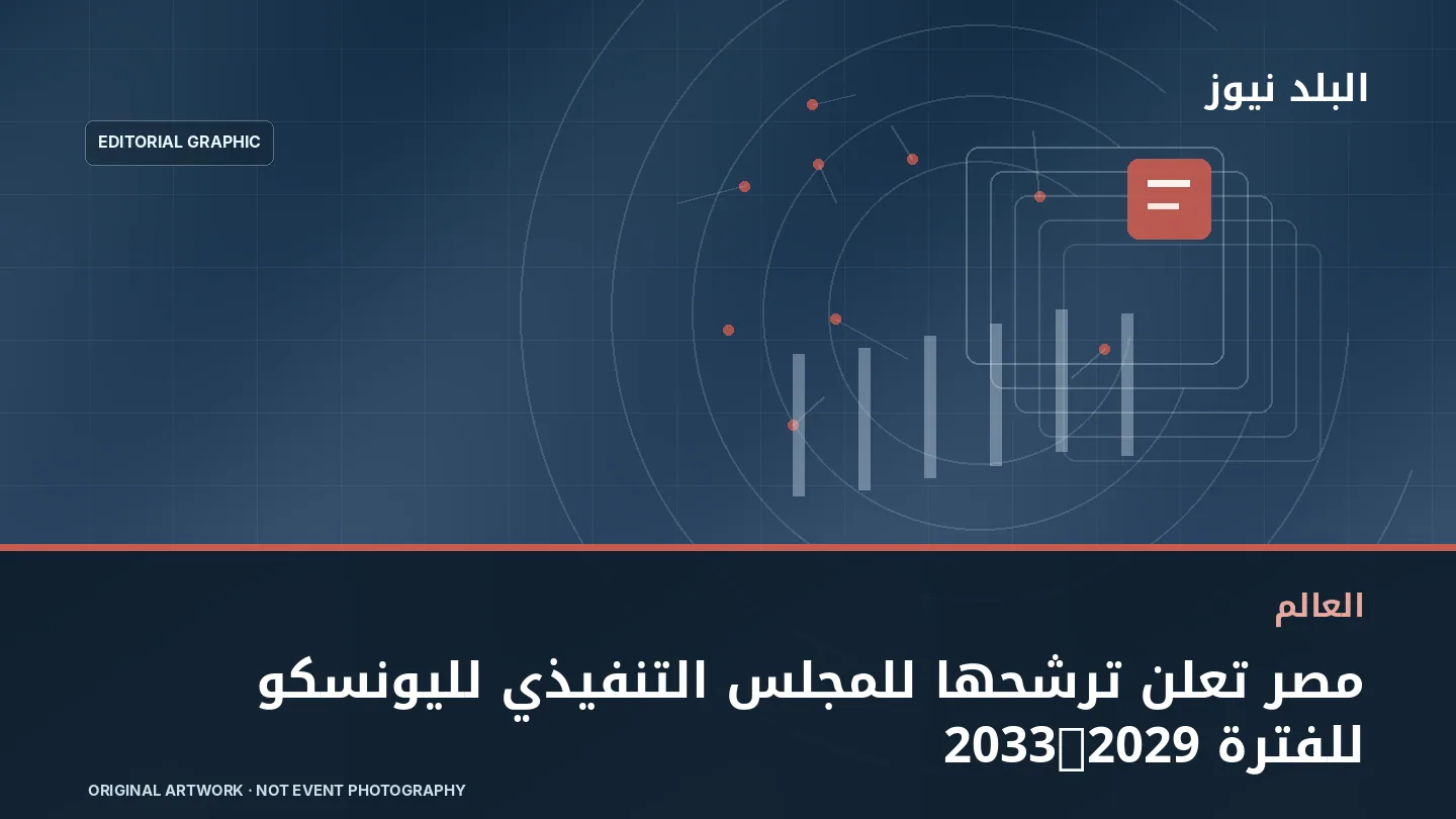 تصميم تحريري توضيحي مرتبط بموضوع: مصر تعلن ترشحها للمجلس التنفيذي لليونسكو للفترة 2029–2033