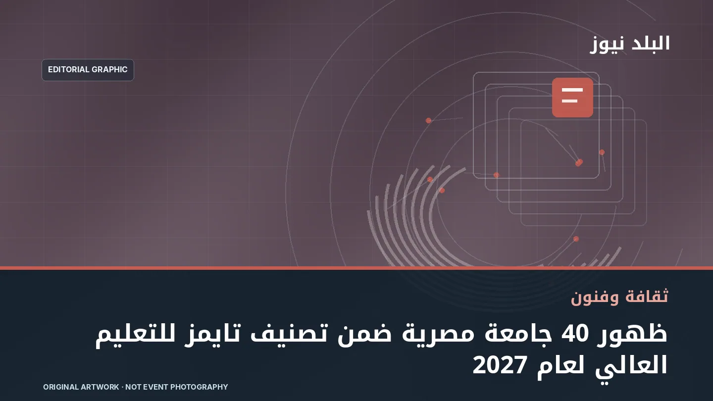 تصميم تحريري توضيحي مرتبط بموضوع: ظهور 40 جامعة مصرية ضمن تصنيف تايمز للتعليم العالي لعام 2027
